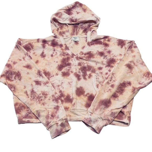 RVCA Sunday Collection Cropped Hoodie Kangaroo Pocket Terry Cloth Size Large - Picture 2 of 10